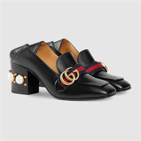 gucci mid heel pump sale|gucci leather mid heel loafer.